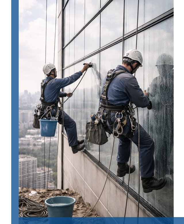 Профессиональная мойка фасадных окон альпинистами в Горном-Алтайске