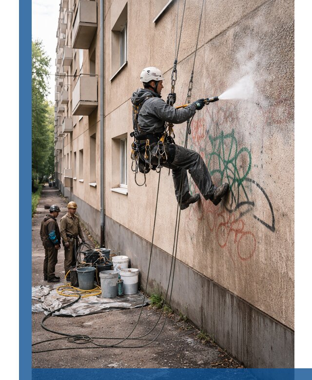 Удаление граффити с фасада в Горном-Алтайске без следов и повреждений