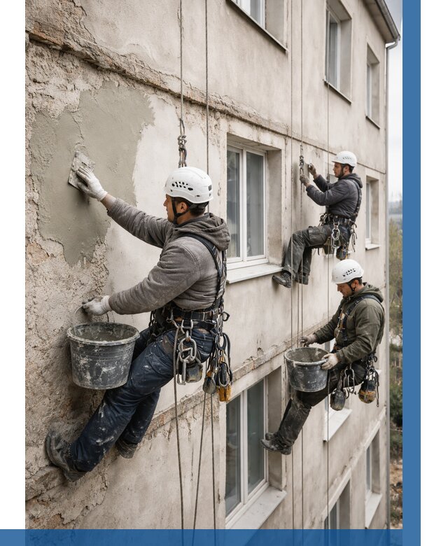 Ремонт штукатурного фасада в Горном-Алтайске от 778 р. под ключ | ВЫСОТНИК-Грн