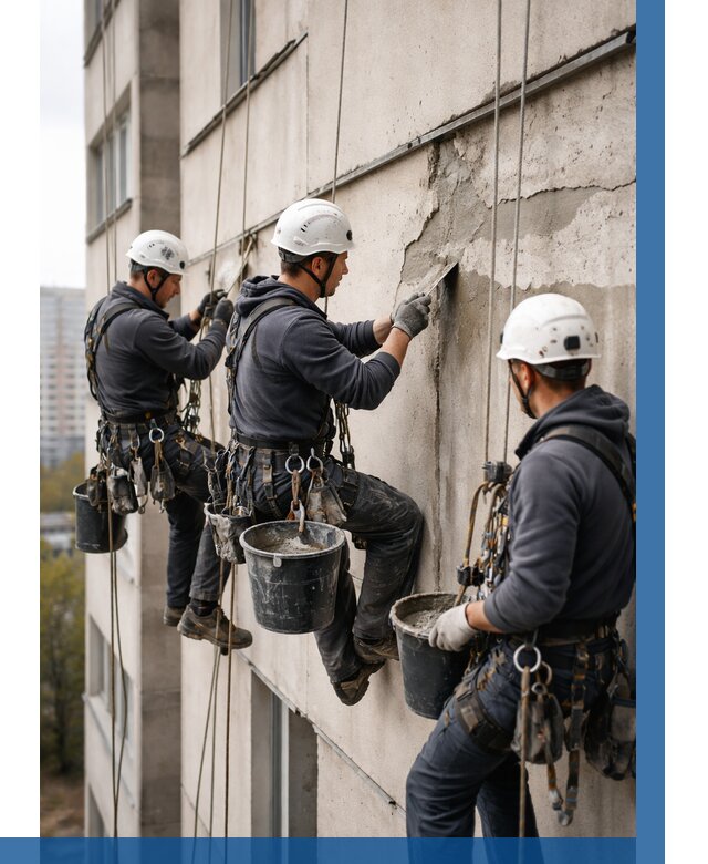 Ремонт бетонных элементов фасада в Горном-Алтайске от 2592 р. | ВЫСОТНИК-Грн