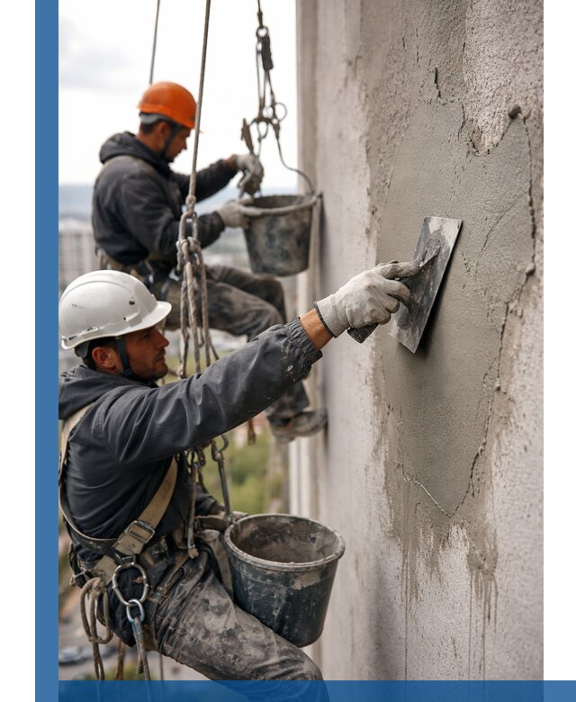 Штукатурка фасада на высоте в Горном-Алтайске профессиональные работы