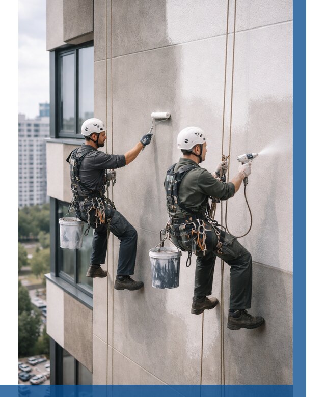 Покраска фасада альпинистами в Горном-Алтайске от 311 р. | ВЫСОТНИК-Грн