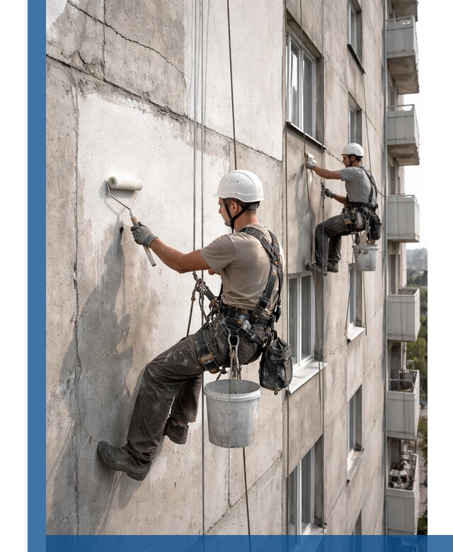 Покраска бетонного фасада в Горном-Алтайске для жилых и промышленных объектов