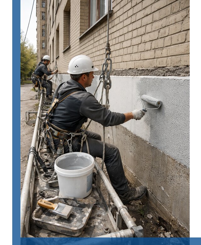 Окраска цоколя здания в Горном-Алтайске профессионально и надежно
