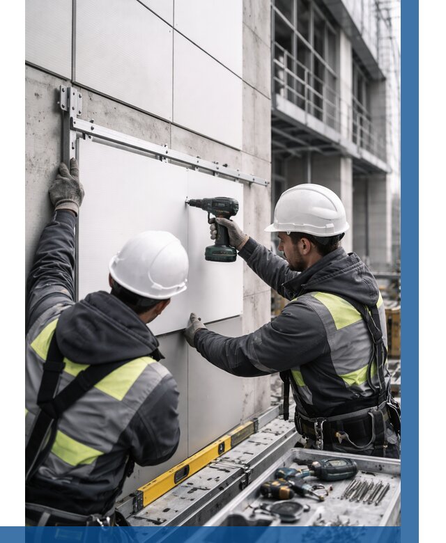 Монтаж композитных панелей фасада в Горном-Алтайске от 2592 р. | ВЫСОТНИК-Грн