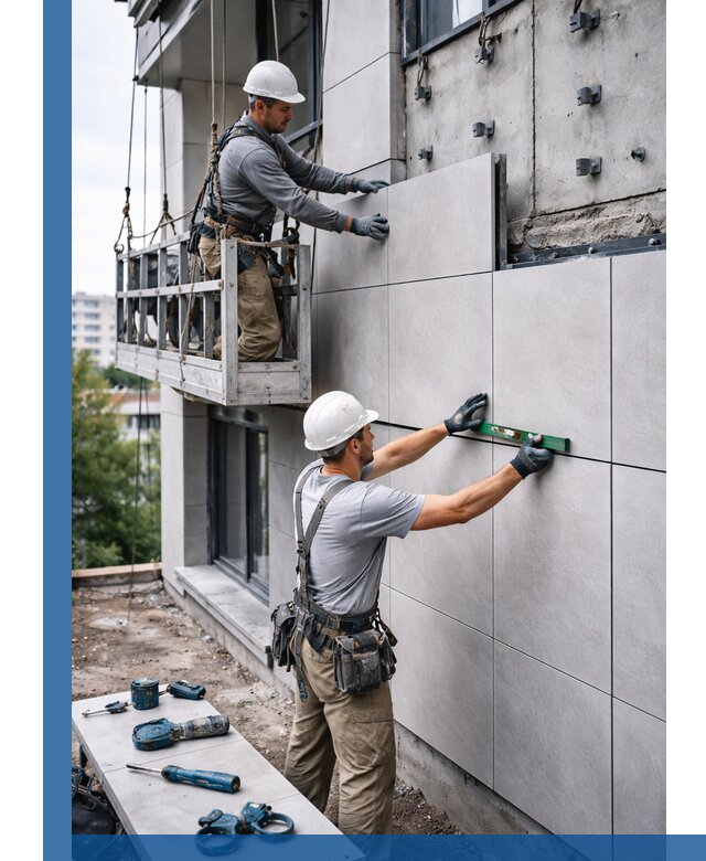 Монтаж керамогранита на фасад в Горном-Алтайске под ключ с гарантией качества