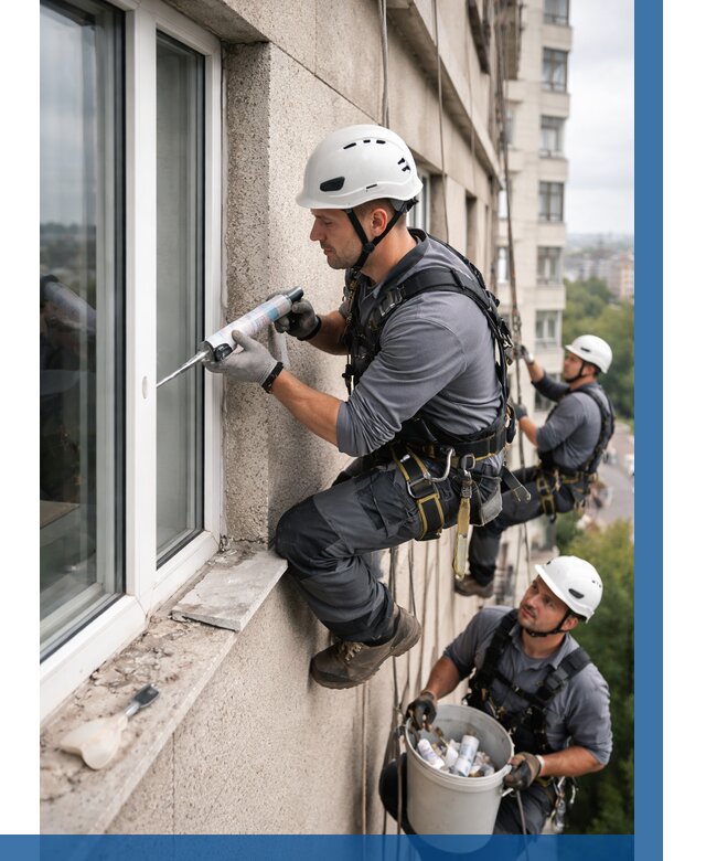 Герметизация оконных швов снаружи в Горном-Алтайске от 1555 р. | ВЫСОТНИК-Грн