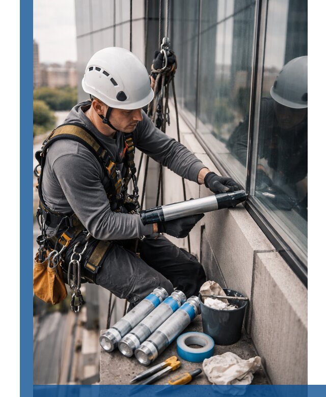 Герметизация стыков витража в Горном-Алтайске для герметичных фасадов