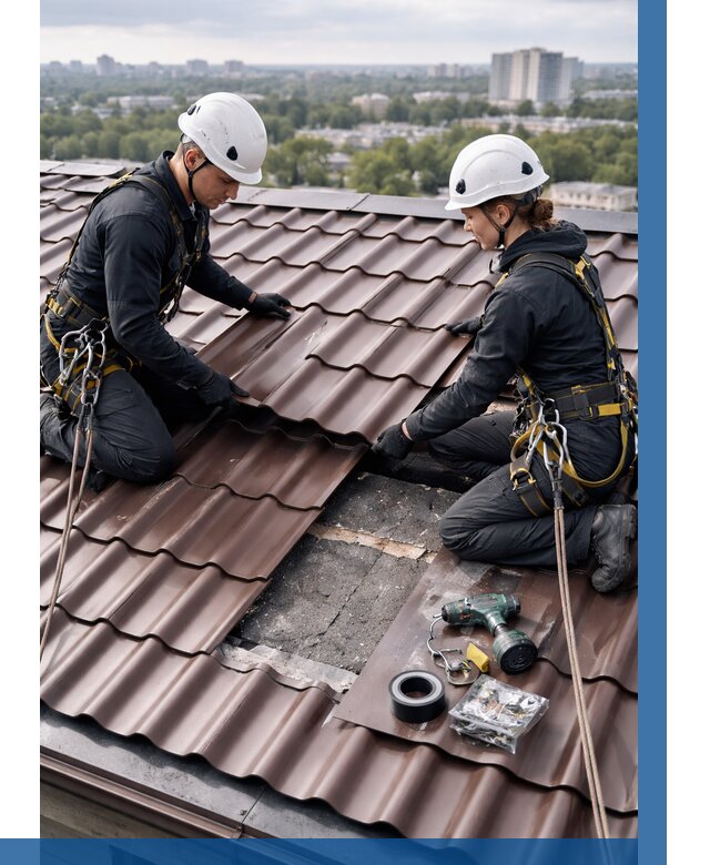 Ремонт металлочерепицы на крыше в Горном-Алтайске от 933 р. | ВЫСОТНИК-Грн