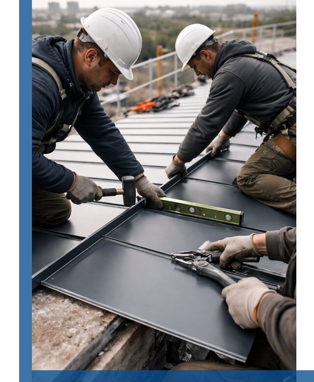 Монтаж фальцевой кровли в Горном-Алтайске для промышленных зданий