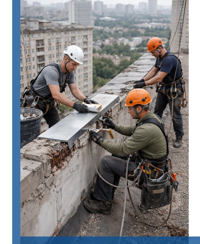 Ремонт парапета на кровле в Горном-Алтайске, высотные работы с гарантией