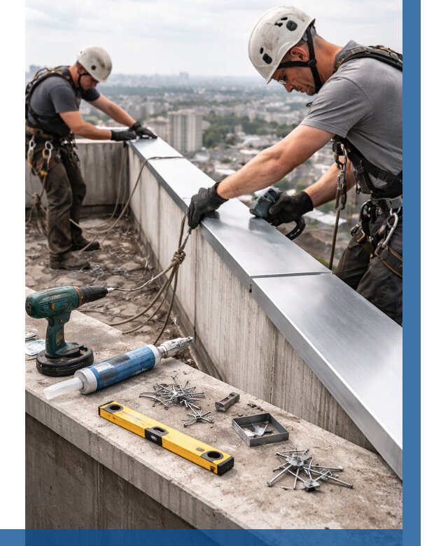 Монтаж парапетных крышек в Горном-Алтайске от 829 р. | ВЫСОТНИК-Грн