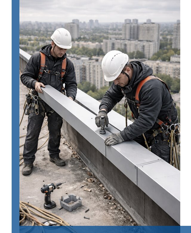 Монтаж парапетных крышек и ограждений кровли в Горном-Алтайске