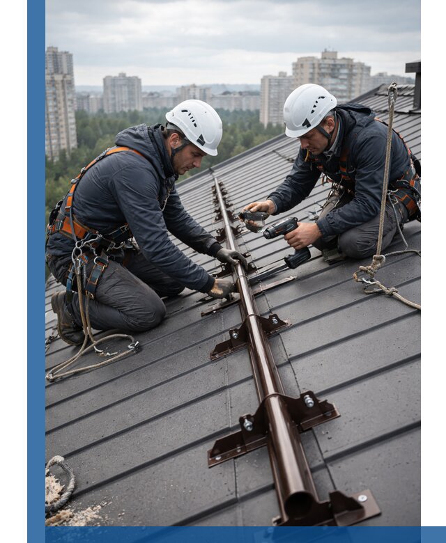 Монтаж снегозадержателей на кровле зданий в Горном-Алтайске под ключ
