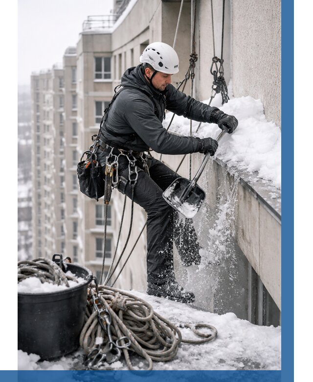 Очистка карнизов от снега в Горном-Алтайске от 311 р. | ВЫСОТНИК-Грн