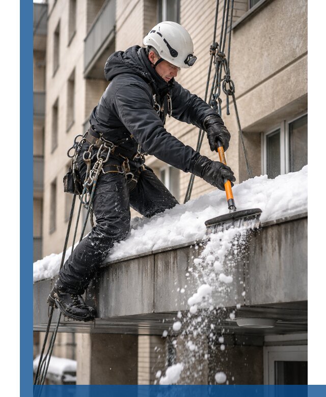 Очистка козырьков от снега в Горном-Алтайске круглогодично безопасно