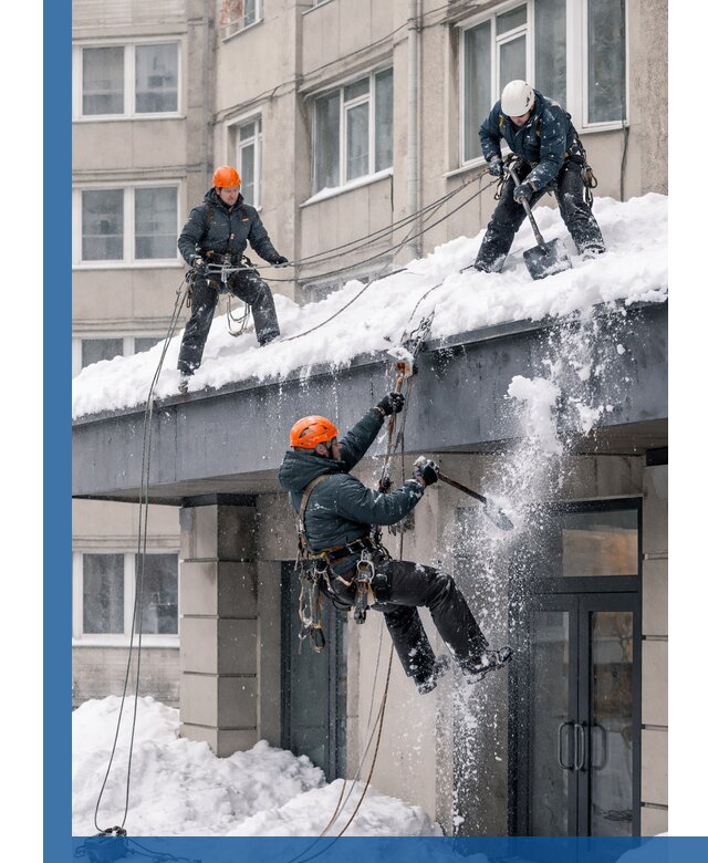 Безопасная очистка навесов от снега в Горном-Алтайске круглогодично