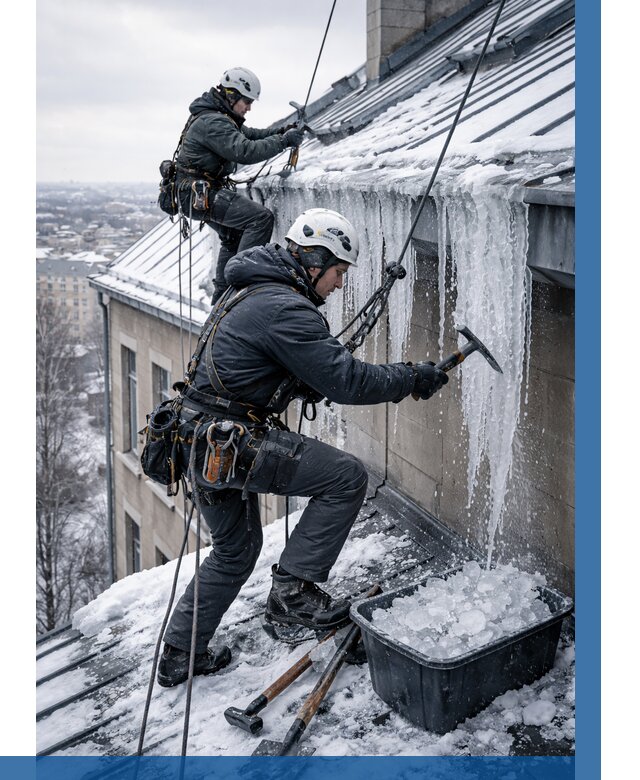 Удаление наледи с кровли в Горном-Алтайске от 5702 р. | ВЫСОТНИК-Грн