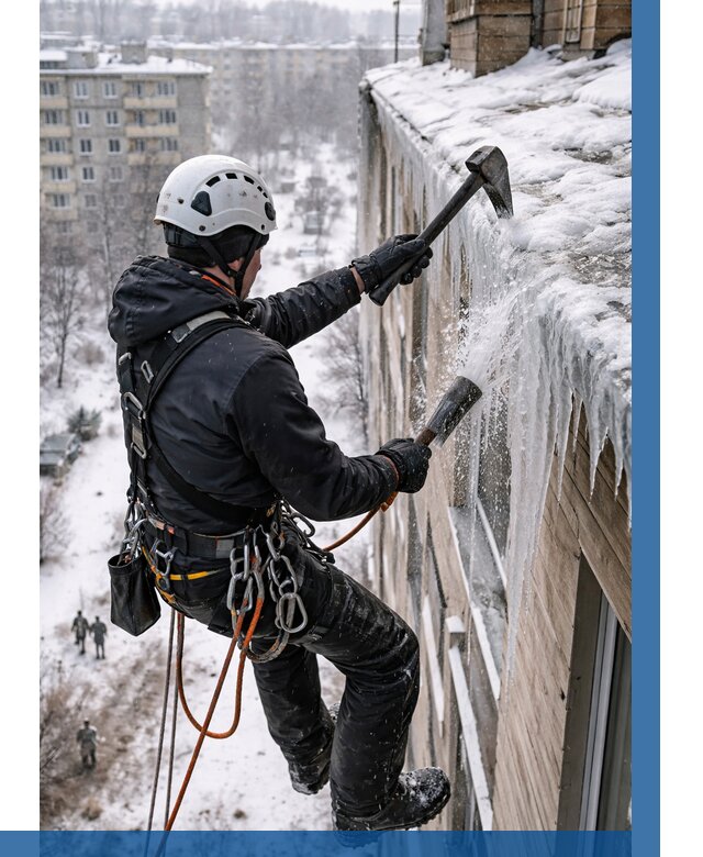 Сбивание сосулек с крыши в Горном-Алтайске по цене от 4666 р. | ВЫСОТНИК-Грн