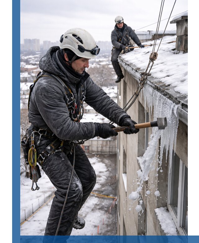 Сбивание и удаление сосулек с крыши в Горном-Алтайске безопасно