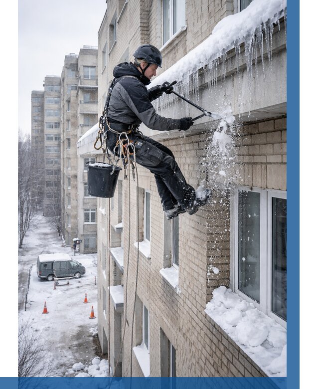 Удаление наледи с карнизов в Горном-Алтайске от 363 р. | ВЫСОТНИК-Грн