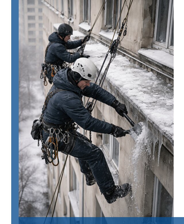 Удаление наледи и сосулек с карнизов в Горном-Алтайске профессионально