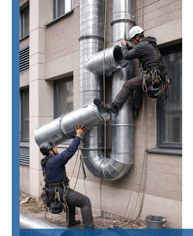 Монтаж фасадных воздуховодов в Горном-Алтайске с герметизацией и крепежом