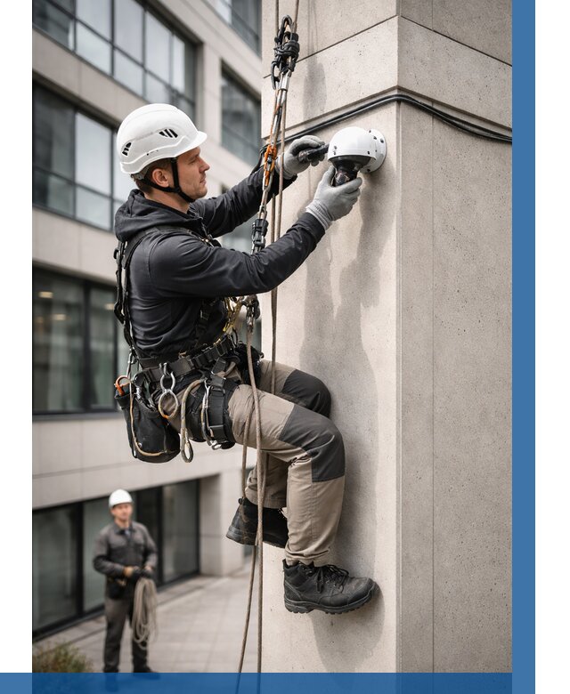 Монтаж камер видеонаблюдения на фасаде в Горном-Алтайске от 8813 р.-ВЫСОТНИК-Грн