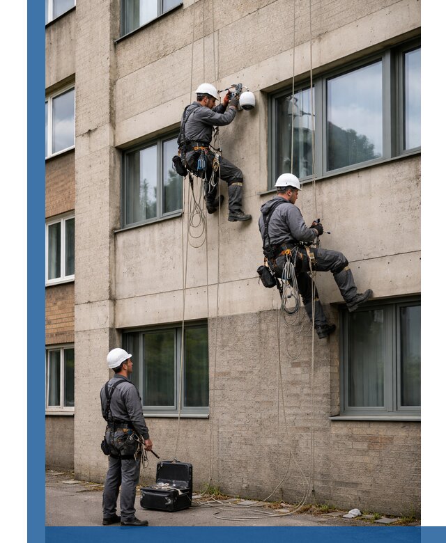 Монтаж фасадных камер видеонаблюдения в Горном-Алтайске под ключ