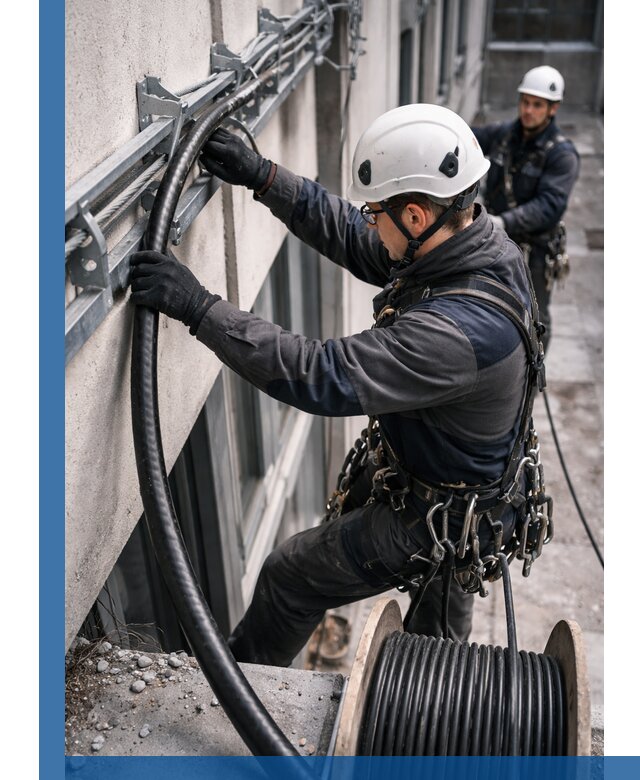 Протяжка кабеля питания на высоте в Горном-Алтайске с гарантией безопасности и качества