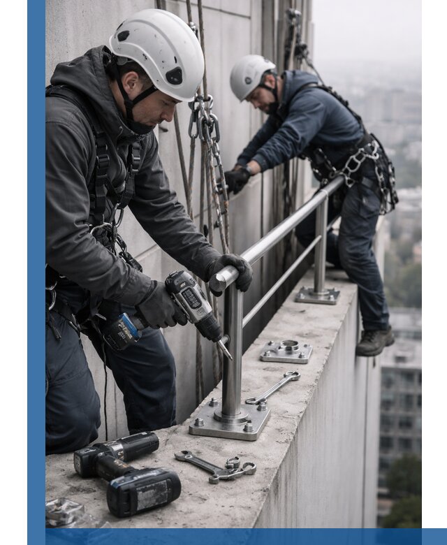 Монтаж перил на высоте в Горном-Алтайске для жилых и промобъектов