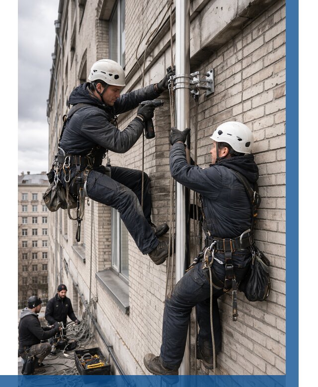 Монтаж флагштока на здании в Горном-Алтайске от 6739 р. | ВЫСОТНИК-Грн