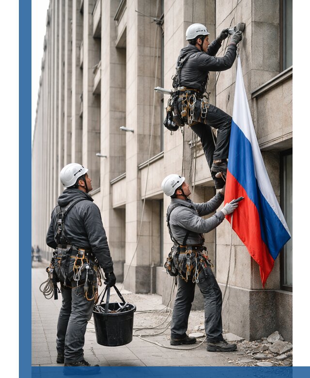 Профессиональная установка флагов на фасаде в Горном-Алтайске