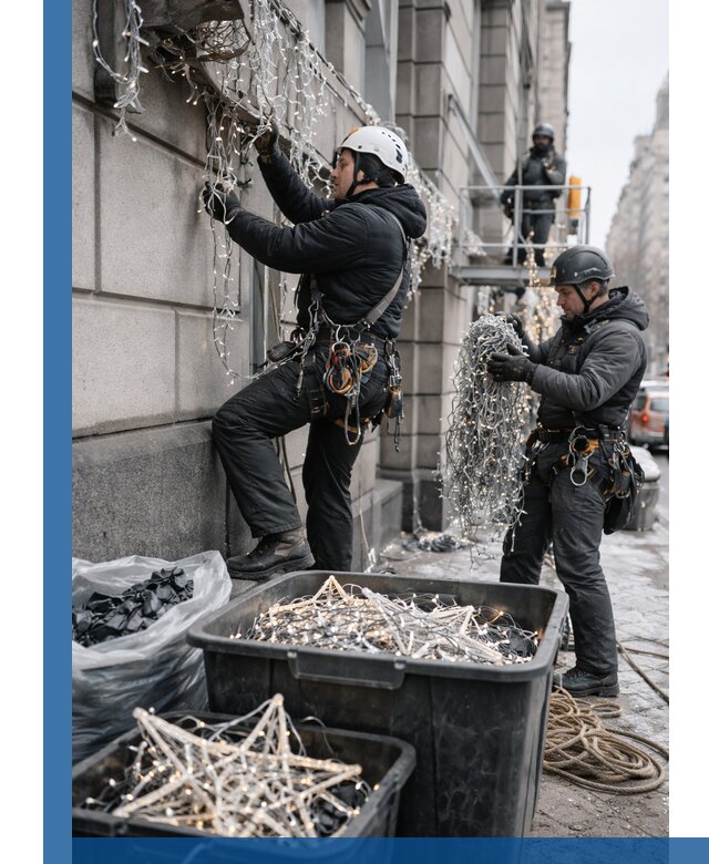 Демонтаж новогоднего оформления и гирлянд в Горном-Алтайске