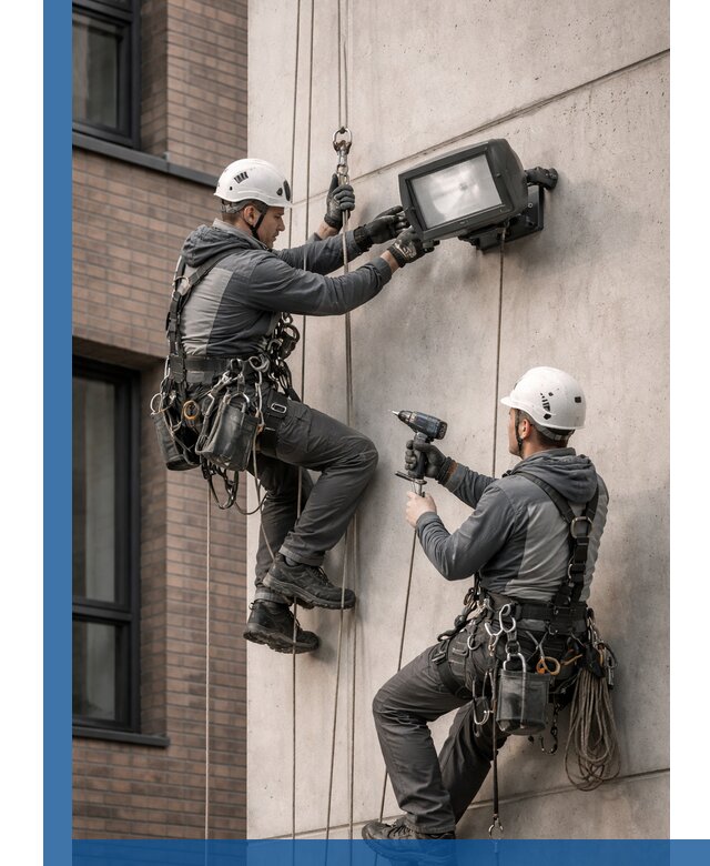 Профессиональный монтаж фасадных прожекторов в Горном-Алтайске под ключ