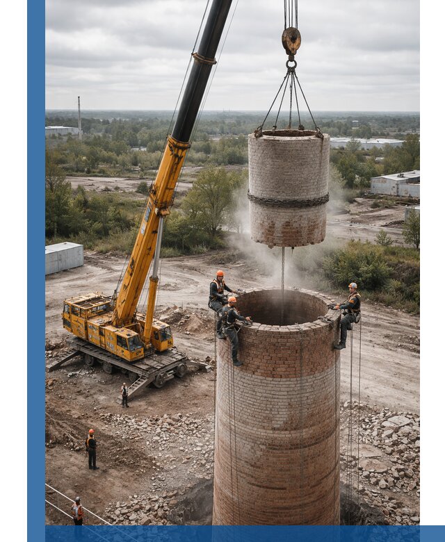 Демонтаж дымовой трубы в Горном-Алтайске с гарантиями безопасности