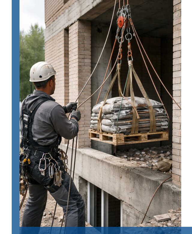 Подъем материалов на этаж веревками в Горном-Алтайске оперативно