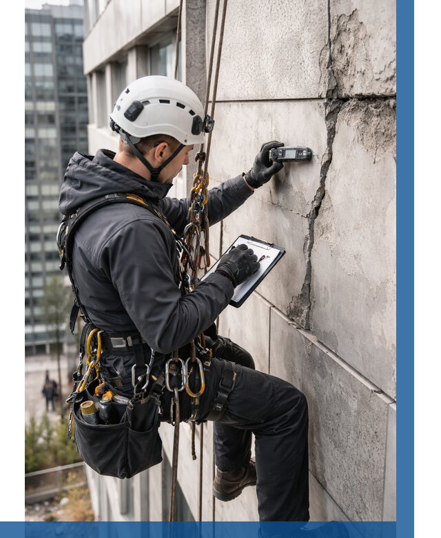 Обследование фасада альпинистами в Горном-Алтайске от 124 р. | ВЫСОТНИК-Грн