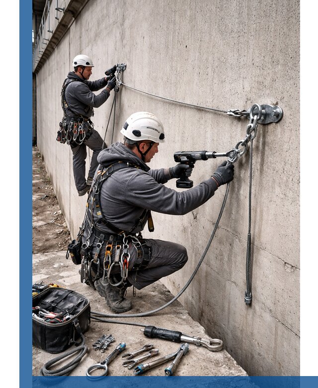 Монтаж анкерных линий высотной безопасности в Горном-Алтайске