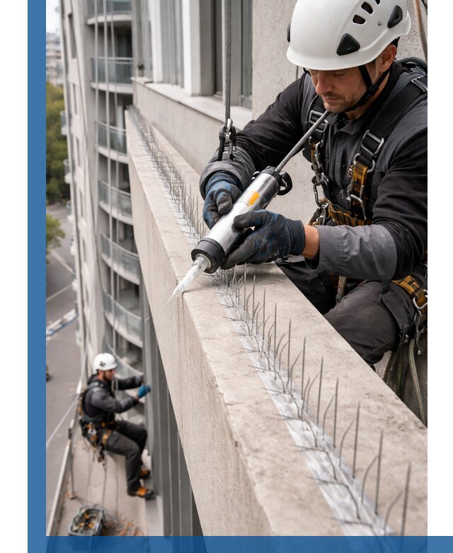 Установка шипов от птиц на фасадах и кровлях в Горном-Алтайске